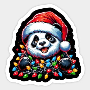 Panda Santa Christmas Light Christmas Panda Pajamas Sticker
